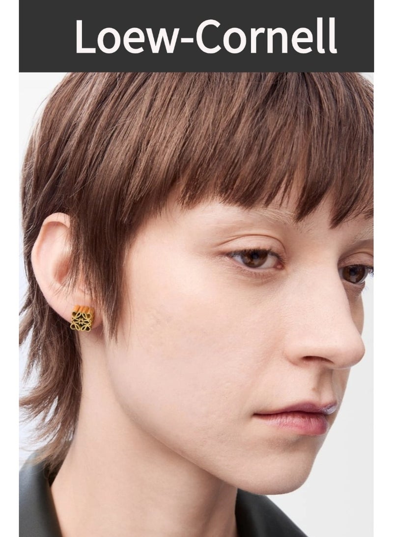 Loew-Cornell Spanish Luxury Design Style Anagram Stud Earrings Gold - Image 2