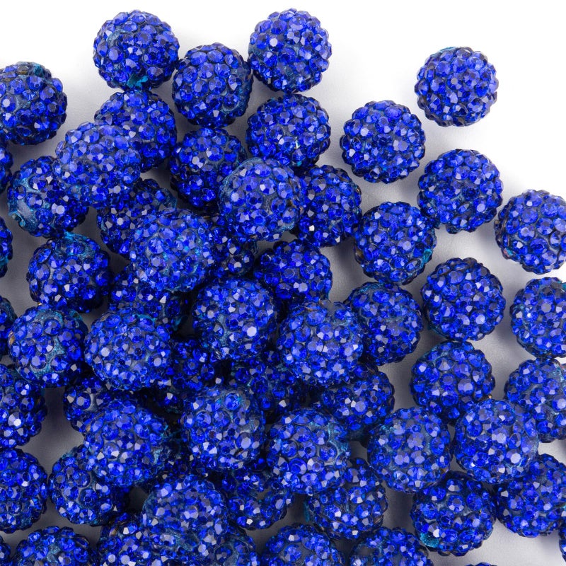 Jukercici 10mm Clay Rhinestone Beads for Bracelets 100 Pcs Sparkle Crystal Beads for Jewelry Making Glitter Round Shamballa Disco Ball Design for DIY Crafts Necklace Earrings Decoration Dark Blue - Image 3