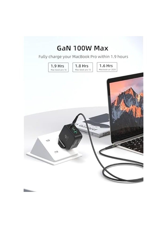 Boost 100W Ultra Fast Charger 3-Port USB C Charger Type C & Type A GaN2 Power Adaptor Compatible with HUAWEI P60, MacBook Pro/Air, iPhone, iPad, Galaxy S23 Ultra, Steam Deck,Phones  - Image 4