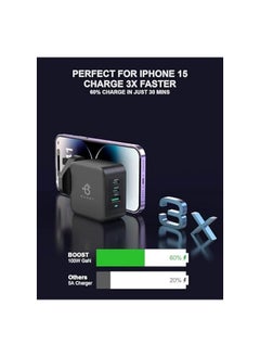 Boost 100W Ultra Fast Charger 3-Port USB C Charger Type C & Type A GaN2 Power Adaptor Compatible with HUAWEI P60, MacBook Pro/Air, iPhone, iPad, Galaxy S23 Ultra, Steam Deck,Phones  - Image 5