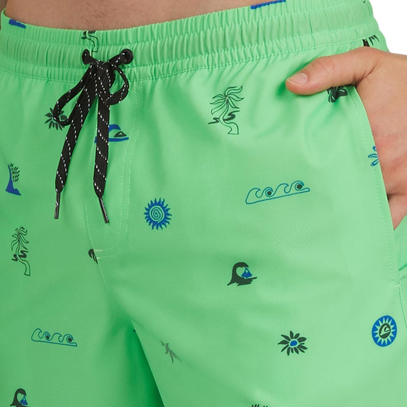 Quiksilver Men's Swimwear Regular Fit Stretchable Comfort Liner Swim Trunks, Graphic Design - Paradise Green, Small - Image 2