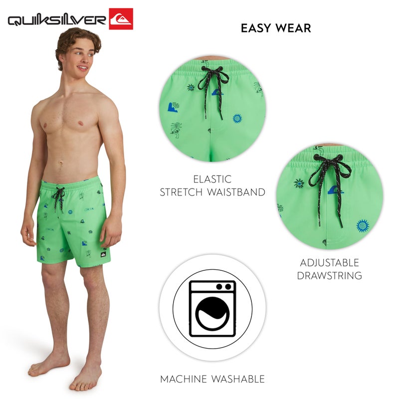 Quiksilver Men's Swimwear Regular Fit Stretchable Comfort Liner Swim Trunks, Graphic Design - Paradise Green, Small - Image 5