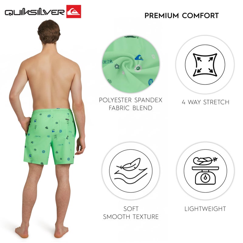 Quiksilver Men's Swimwear Regular Fit Stretchable Comfort Liner Swim Trunks, Graphic Design - Paradise Green, Small - Image 4