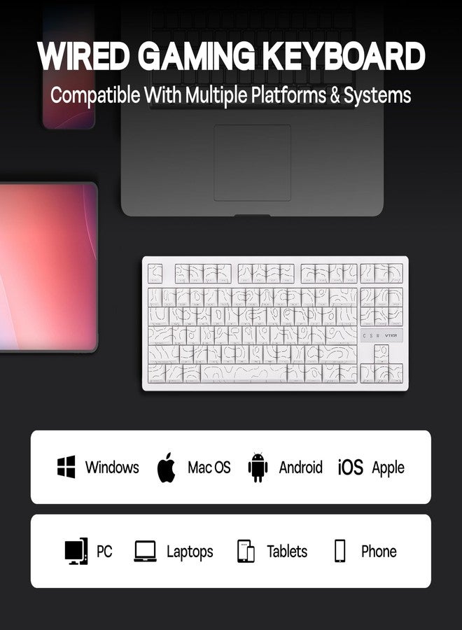 MechLands VTER ATO87 HE Magnetic Gaming Keyboard with Adjustable Actuation, Hall Effect Keyboard with 0.125ms Latency, 8K Polling Rate, 87-Key, Hot-Swappable, RGB, Customizable Keys (White) - Image 3
