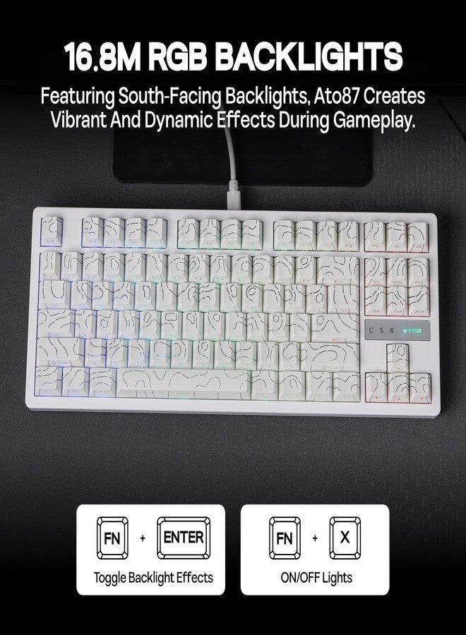 MechLands VTER ATO87 HE Magnetic Gaming Keyboard with Adjustable Actuation, Hall Effect Keyboard with 0.125ms Latency, 8K Polling Rate, 87-Key, Hot-Swappable, RGB, Customizable Keys (White) - Image 4