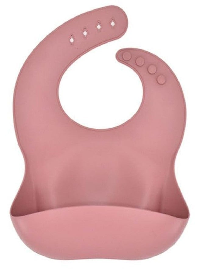 SGMVK Silicone Baby Bib for Babies & Toddlers 6–36 Months, Waterproof BPA Free Feeding Bib with Adjustable Neck Strap, Food Catcher Pocket, Soft Washable Reusable Bib for Boys & Girls (BIB PINK) - Image 1