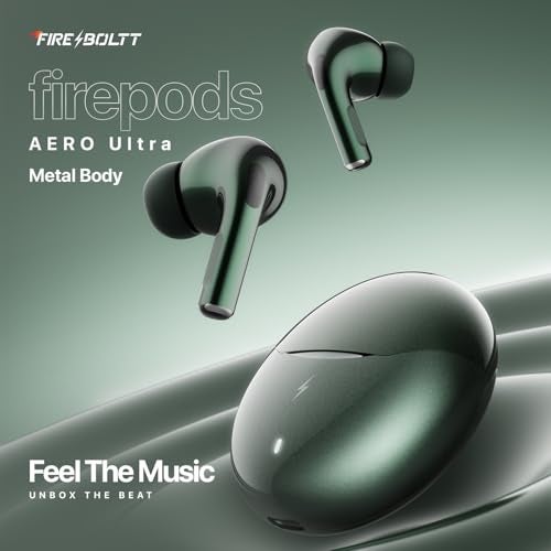 Fire-Boltt Aero TWS Earbuds Custom EQ, Wireless Bluetooth 5.4, Music & App Support, 50H Playtime, Fast Charging Case, 50ms Low Latency for Gaming, Touch Controls, IPX4 Waterproof, Clear Calls - Green - Image 2