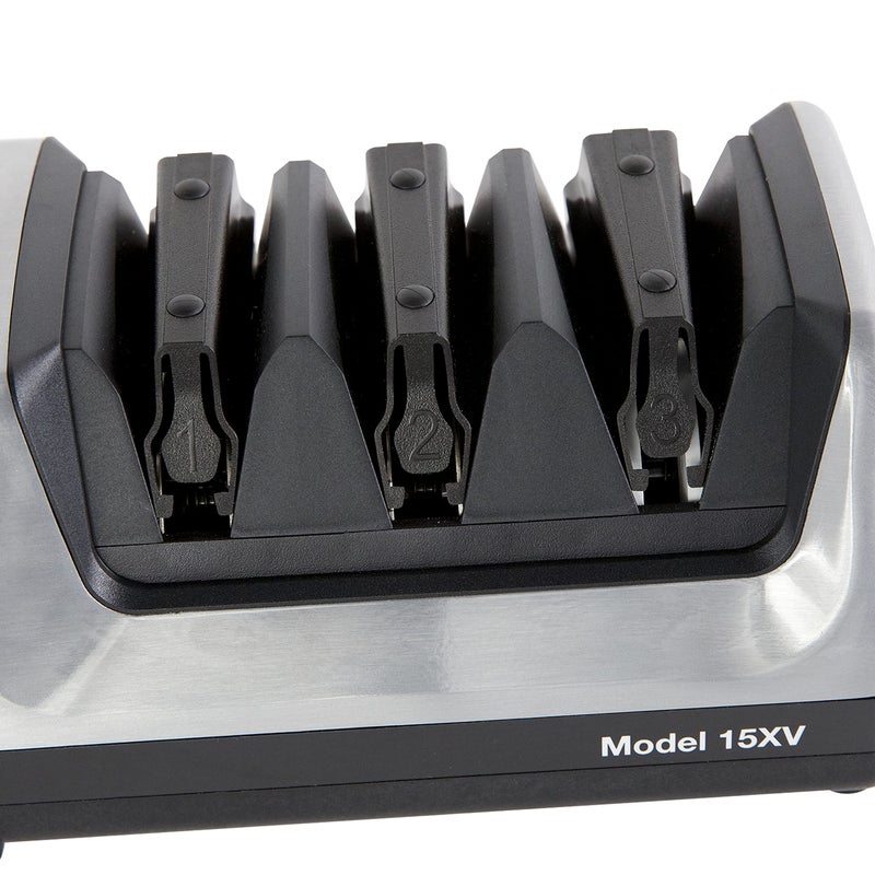 ChefsChoice Chef’sChoice 15XV Professional Electric Knife Sharpener with Durable Metal Housing & 100-Percent Diamond Abrasives and Precision Angle Guides for Straight Edge and Serrated Knives, 3-Stage, Metallic  - Image 4