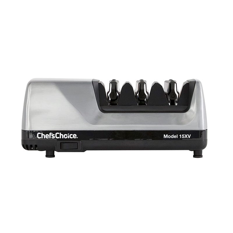 ChefsChoice Chef’sChoice 15XV Professional Electric Knife Sharpener with Durable Metal Housing & 100-Percent Diamond Abrasives and Precision Angle Guides for Straight Edge and Serrated Knives, 3-Stage, Metallic  - Image 2