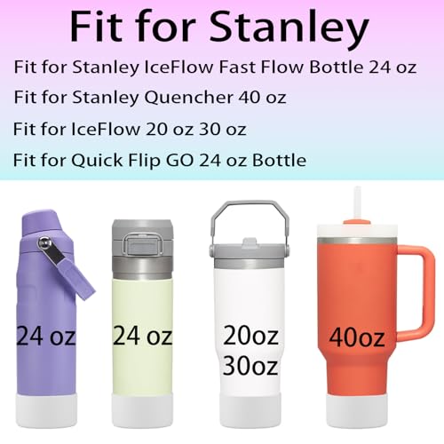 ziHenryDa 2Pcs Silicone Boot Sleeve for Stanley IceFlow Fast Flow Water Bottle 24oz,Silicone Boot Bumper for Stanley Quencher 40oz,for IceFlow 20oz 30oz,for Quick Flip GO 24oz Bottle（Thickened） (White) - Image 2