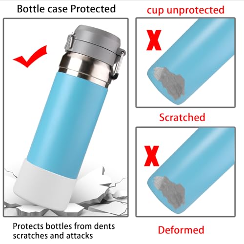 ziHenryDa 2Pcs Silicone Boot Sleeve for Stanley IceFlow Fast Flow Water Bottle 24oz,Silicone Boot Bumper for Stanley Quencher 40oz,for IceFlow 20oz 30oz,for Quick Flip GO 24oz Bottle（Thickened） (White) - Image 5