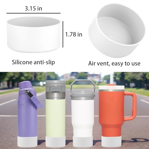 ziHenryDa 2Pcs Silicone Boot Sleeve for Stanley IceFlow Fast Flow Water Bottle 24oz,Silicone Boot Bumper for Stanley Quencher 40oz,for IceFlow 20oz 30oz,for Quick Flip GO 24oz Bottle（Thickened） (White) - Image 4