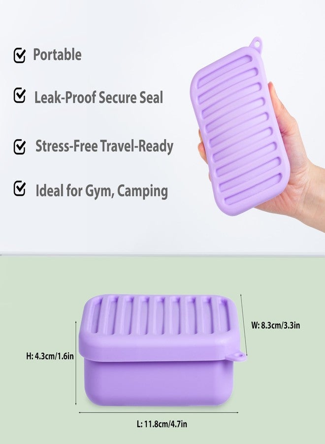 MtBoi Portable Leakproof Travel Soap Case, Silicone Travel Soap Case, Compact Soap Holder with Drainage Layer, Travel Soap Holder for Camping, Gym, Outdoor (Light-Purple) - Image 5
