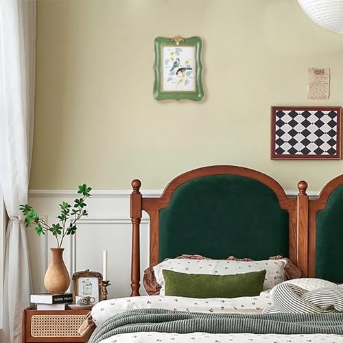 Kangce Vintage Picture Frame 5x7 Antique Ornate Photo Frame Tabletop and Wall Hanging Old-Fashioned Picture Frame, Decorative Retro Design Home Decor, Photo Gallery, Art, Green and Gold - Image 3