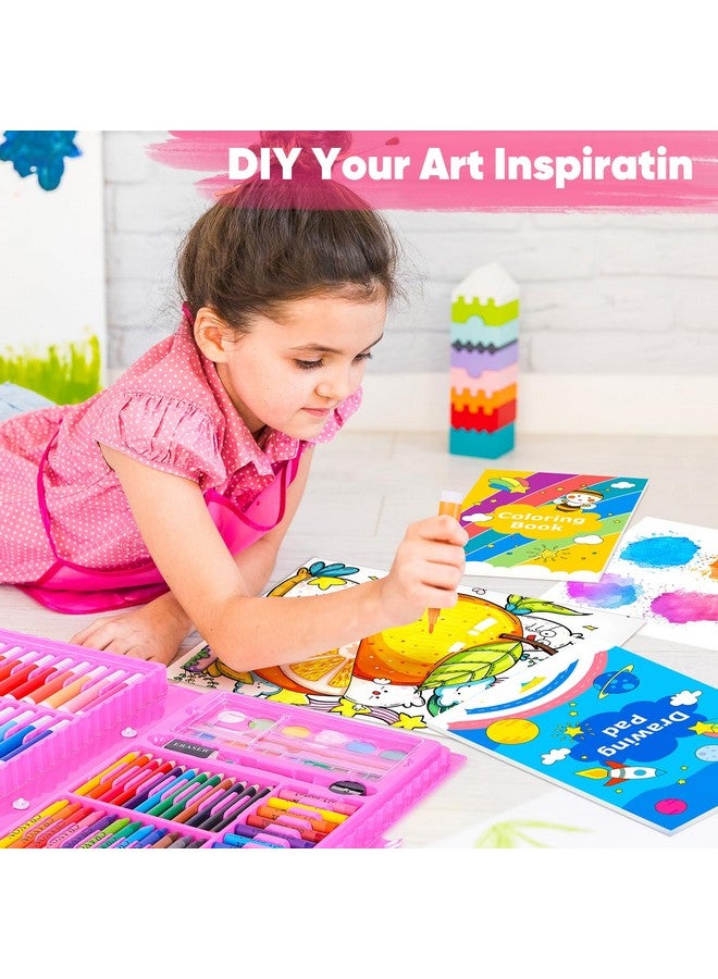 آي بايام مجموعة أدوات الرسم من آي بايام، 149 قطعة، مجموعة أدوات فنية، صندوق هدايا، فنون وحرف يدوية للأطفال والبنات والأولاد، مع دفتر تلوين، أقلام تلوين، باستيل، أقلام رصاص، أقلام ألوان مائية (وردي) - Image 5