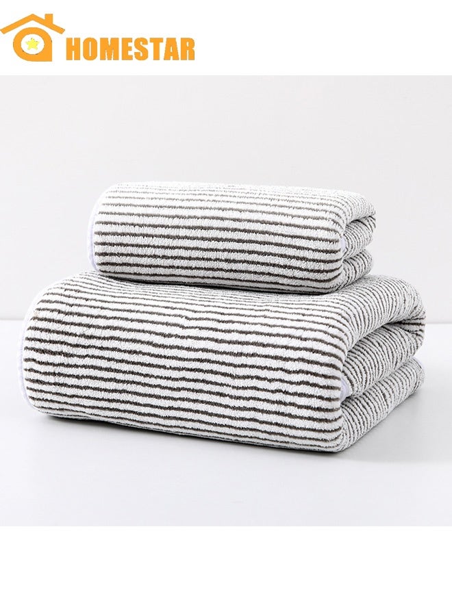 هومستر 2 قطع حمام منشفة مجموعة مع منشفة الوجه، كويك جاف مرجان الصوف مناشف الشاطئ للرجل والمرأة، رمادي - Image 1