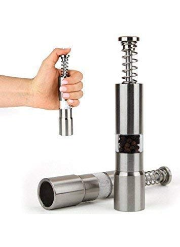 Kmart KHODIYAR Kitchen Mini Pepper Grinder Crusher Mill Stainless Steel Hand Thumb Press Set Machine with Stylish Design for Grinding Salt and Black Pepper  - Image 2