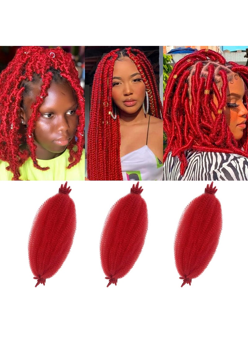 poetically Red Springy Afro Twist Hair 3 Packs Marley Twist Braiding Hair for Faux Locs Crochet Hair Marley Hair 16 Inch Red Braiding Hair Extensions for Black Women 
