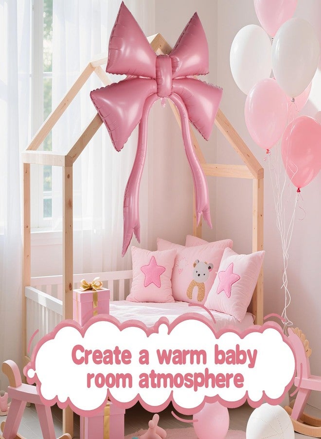 Alphatool 2Pcs 42 Inch Large Pink Bow Balloons - Giant Balloons for Girl Women Birthday Wedding Engagement Bachelorette Baby Shower Coquette Party Decorations - Image 4