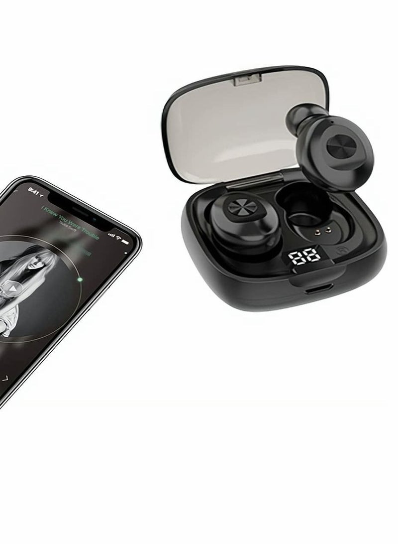 Captaintech Wireless Bluetooth Earbuds, Bluetooth Earphone, Stereo Wireless Earbuds with Charging Case, IPX6 Waterproof Auto Charging Headphones in Ear Built in Mic Headset LED Battery Display for Sports (Black) - Image 1