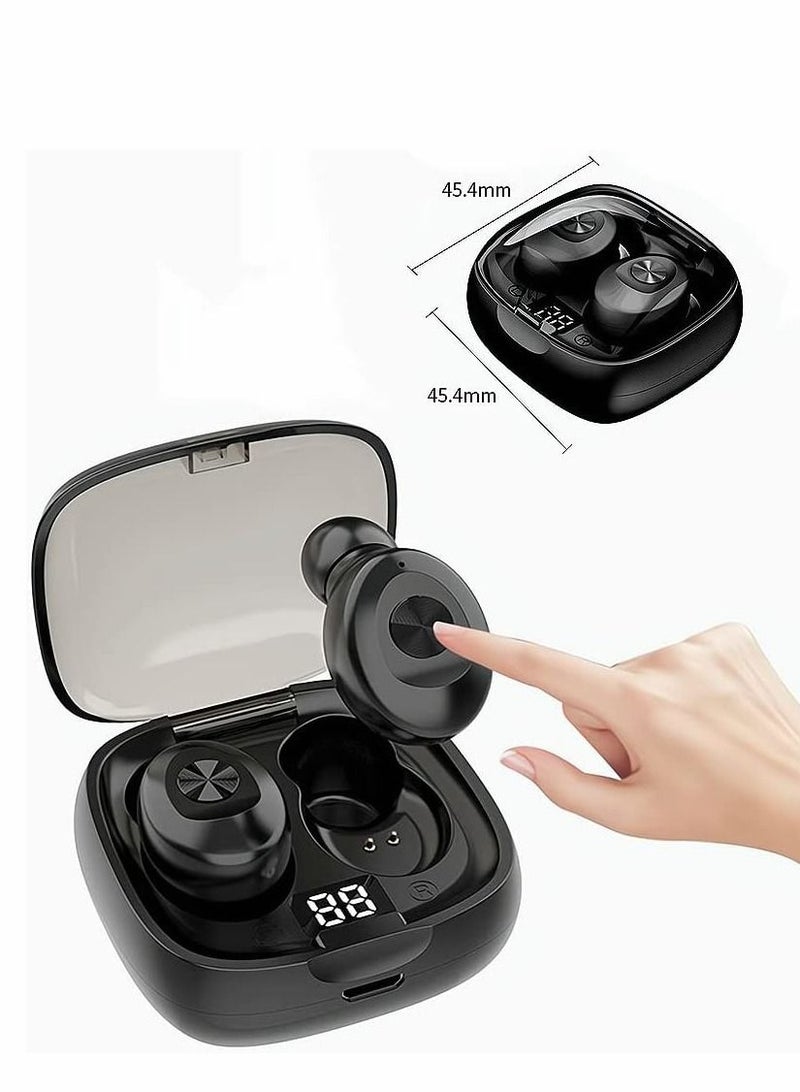 Captaintech Wireless Bluetooth Earbuds, Bluetooth Earphone, Stereo Wireless Earbuds with Charging Case, IPX6 Waterproof Auto Charging Headphones in Ear Built in Mic Headset LED Battery Display for Sports (Black) - Image 4