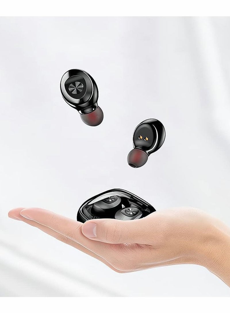 Captaintech Wireless Bluetooth Earbuds, Bluetooth Earphone, Stereo Wireless Earbuds with Charging Case, IPX6 Waterproof Auto Charging Headphones in Ear Built in Mic Headset LED Battery Display for Sports (Black) - Image 5