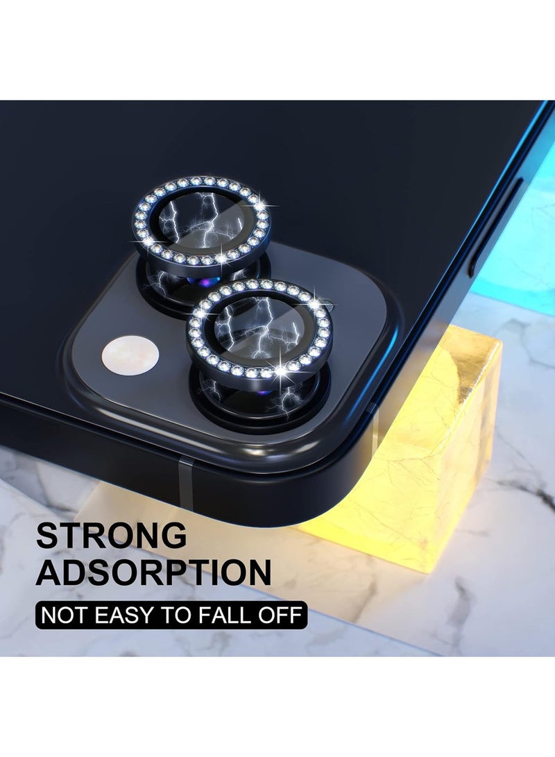 Alyashmac iPhone 15 /iPhone 15 Plus Camera Lens Protector Bling, 9H Tempered Glass Shockproof Camera Cover Screen Protection Metal Ring Decoration Mobile Phone Accessories 2 Capsules - Image 5