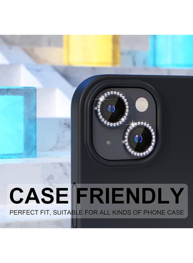 Alyashmac iPhone 15 /iPhone 15 Plus Camera Lens Protector Bling, 9H Tempered Glass Shockproof Camera Cover Screen Protection Metal Ring Decoration Mobile Phone Accessories 2 Capsules - Image 3
