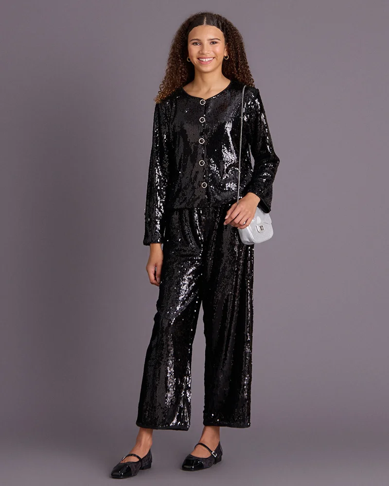 ردتاغ Senior Girls Black Wideeg Trouser