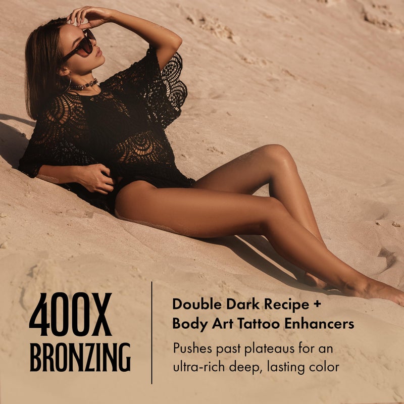Brown Sugar Dipped in Dark Tanning Lotion, Double Dark 400X Bronzer with Hyaluronic Acid, Collagen & Tattoo Enhancers, 13.5 Fl Oz - Image 3