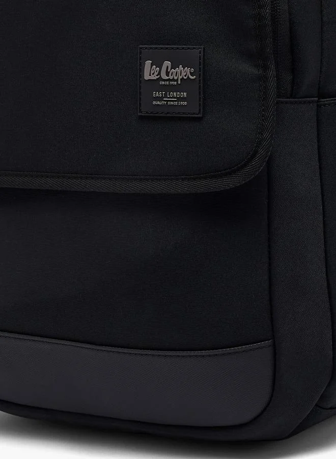 Lee Cooper BLACK Solid School Backpack For Kids 13+ Years With Padded Laptop Sleeve  | Best Price UAE