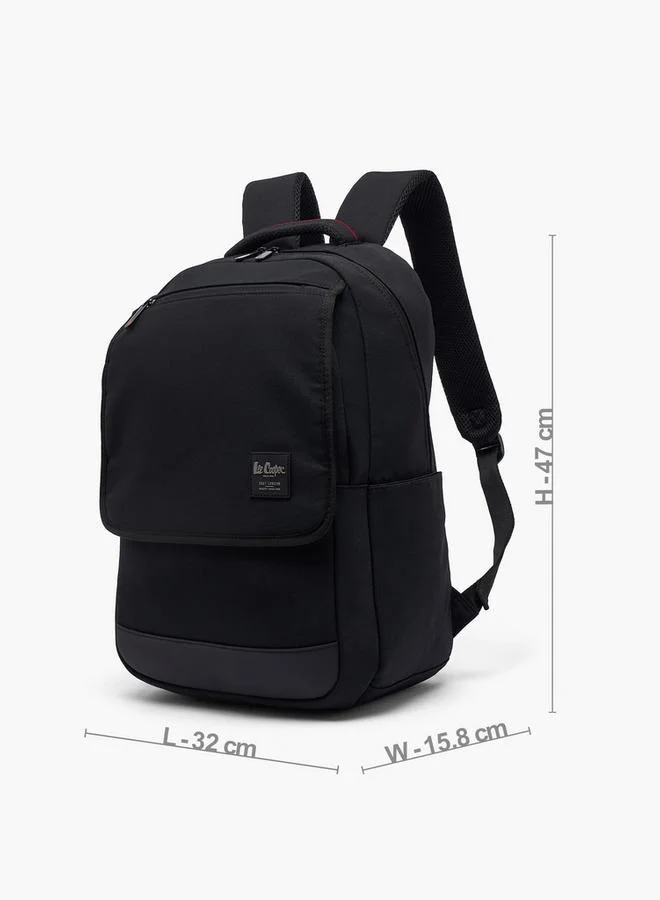 Lee Cooper BLACK Solid School Backpack For Kids 13+ Years With Padded Laptop Sleeve  | Best Price UAE