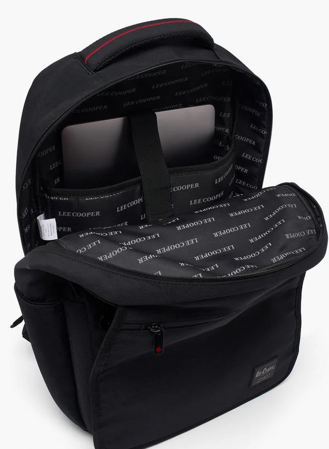 Lee Cooper BLACK Solid School Backpack For Kids 13+ Years With Padded Laptop Sleeve  | Best Price UAE
