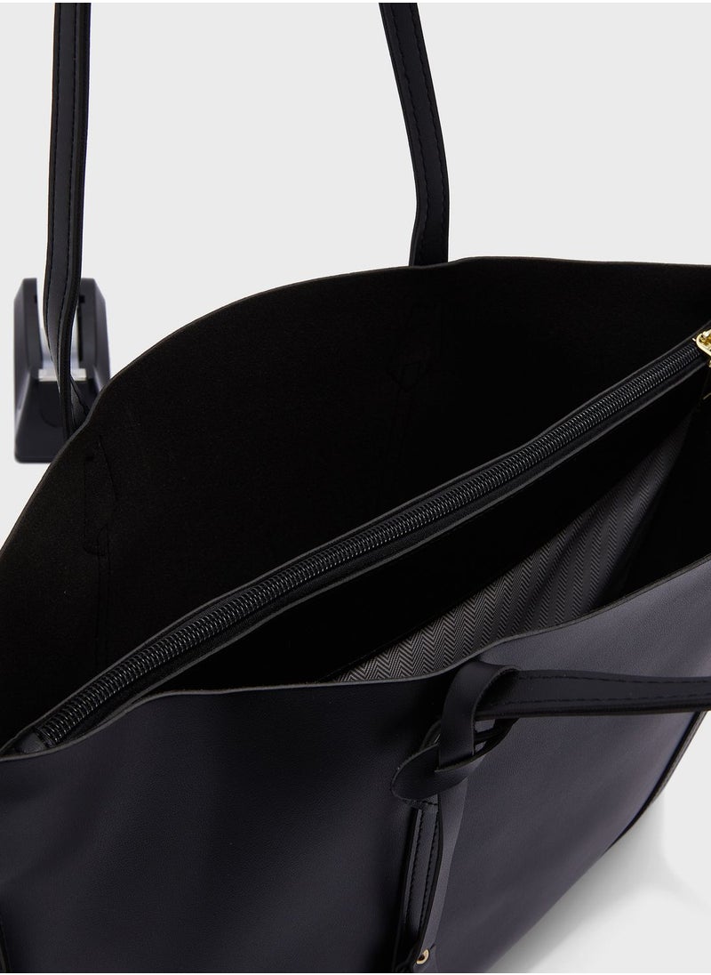 ELLA Tote Bag With Fob Detail  - Image 5