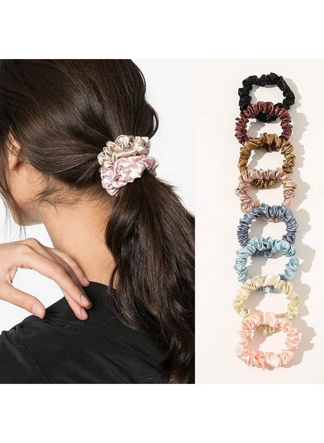 Ivyu Scrunchies Silk Satin Hair Ties - Elestics Ponytail Holder Hair Bands Small Scrunchy For Thick Curl Hair No Crease Hair Ties Accessories Soft Ropes No Hurt Your Hair for Women and Girls - Image 1