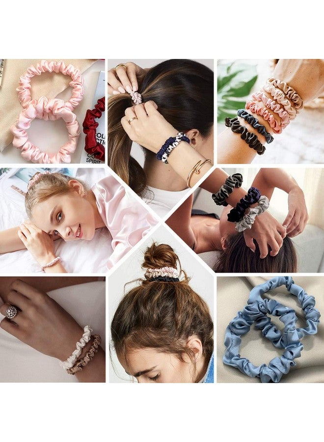 Ivyu Scrunchies Silk Satin Hair Ties - Elestics Ponytail Holder Hair Bands Small Scrunchy For Thick Curl Hair No Crease Hair Ties Accessories Soft Ropes No Hurt Your Hair for Women and Girls - Image 5