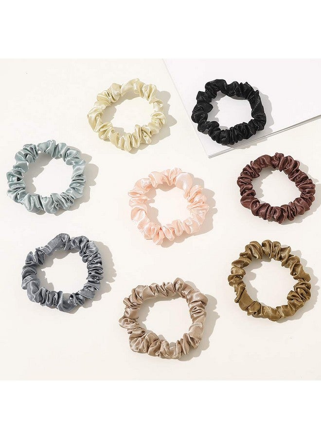 Ivyu Scrunchies Silk Satin Hair Ties - Elestics Ponytail Holder Hair Bands Small Scrunchy For Thick Curl Hair No Crease Hair Ties Accessories Soft Ropes No Hurt Your Hair for Women and Girls - Image 3