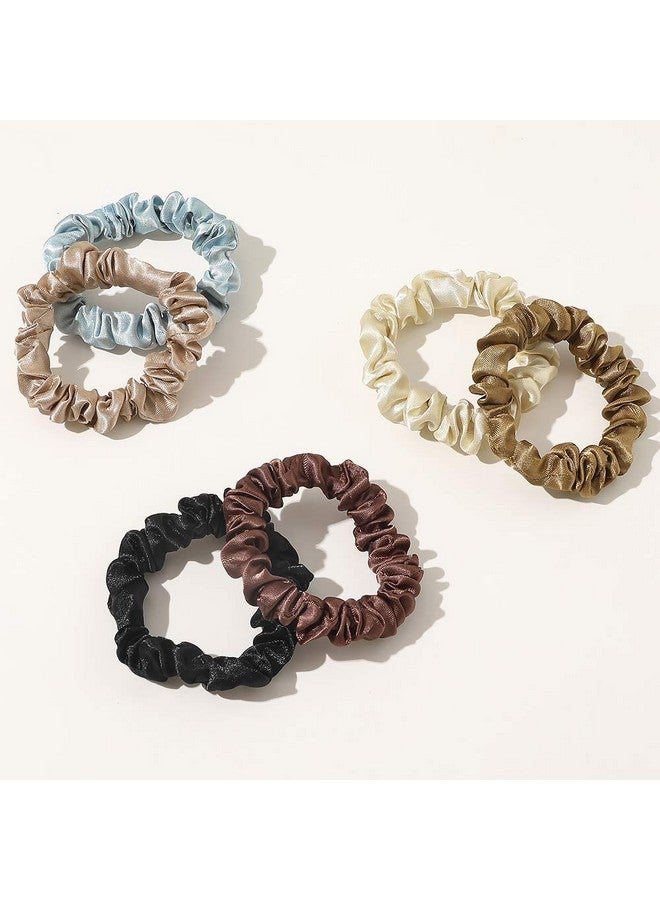 Ivyu Scrunchies Silk Satin Hair Ties - Elestics Ponytail Holder Hair Bands Small Scrunchy For Thick Curl Hair No Crease Hair Ties Accessories Soft Ropes No Hurt Your Hair for Women and Girls - Image 2