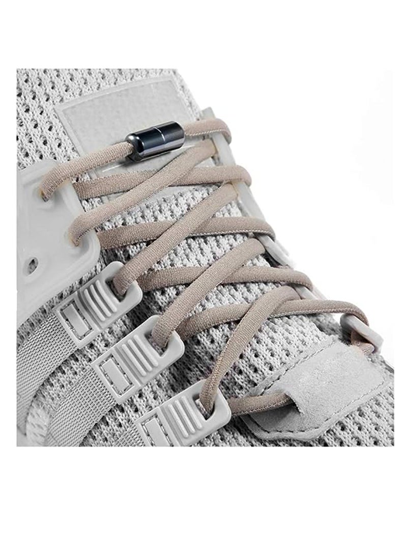 2 Pairs Elastic No Tie Shoe Laces For Adults Kids Elderly Elastic Shoe Laces Grey - Image 1