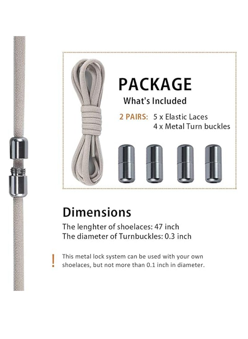 2 Pairs Elastic No Tie Shoe Laces For Adults Kids Elderly Elastic Shoe Laces Grey - Image 2