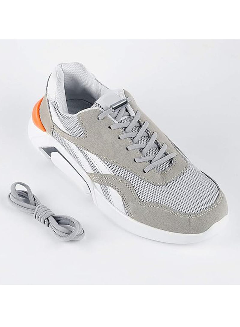 2 Pairs Elastic No Tie Shoe Laces For Adults Kids Elderly Elastic Shoe Laces Grey - Image 4