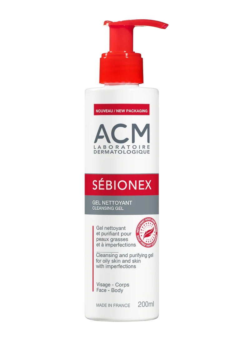 ACM Sebionex Cleansing Gel 200 ml – Gentle Exfoliating Gel for Oily & Combination Skin, Removes Dirt & Oil Without Drying - Image 1