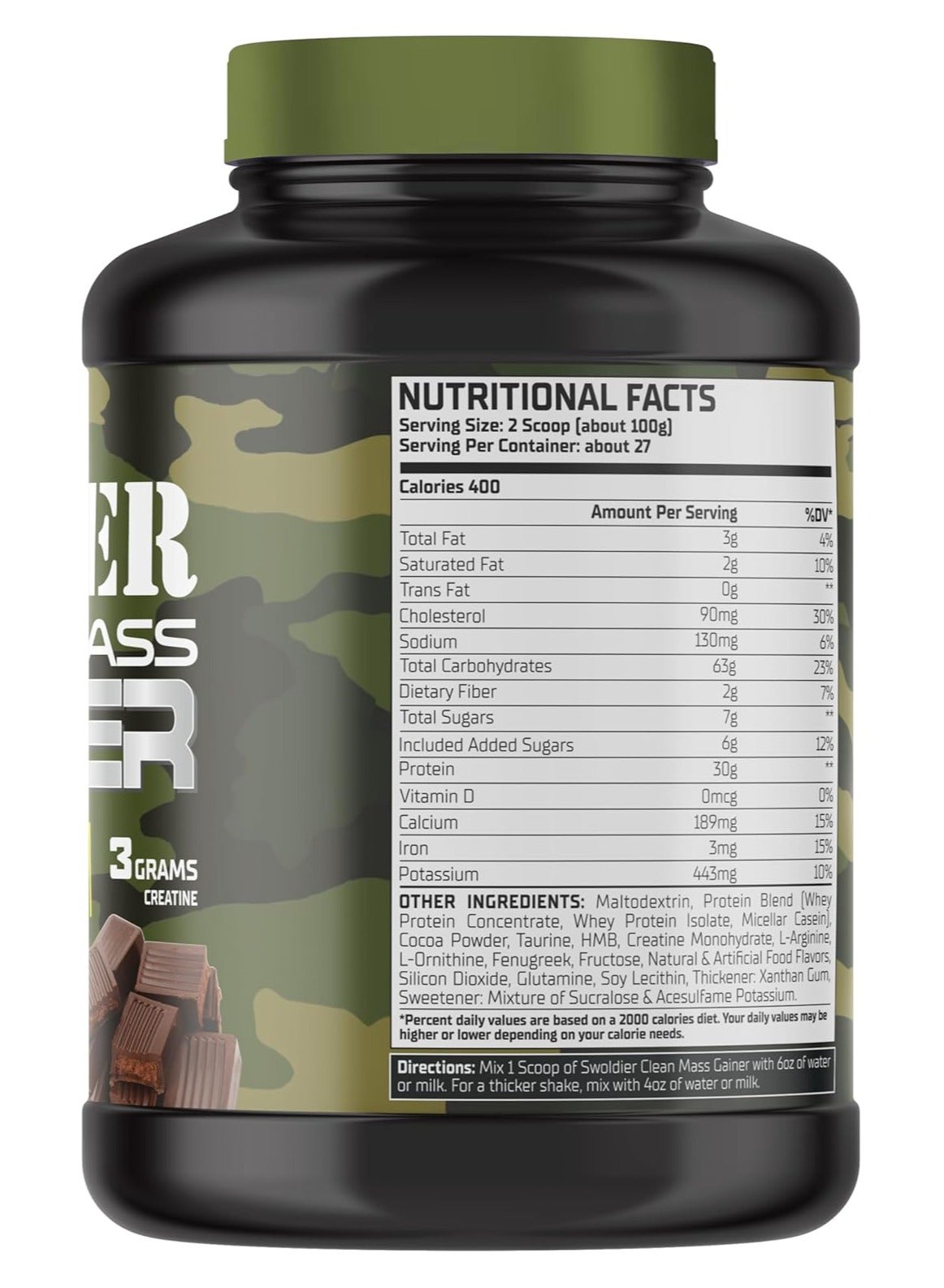 Swoldier Clean Mass Gainer 6 Lbs – Lean Muscle Building Formula (Milk Chocolate)