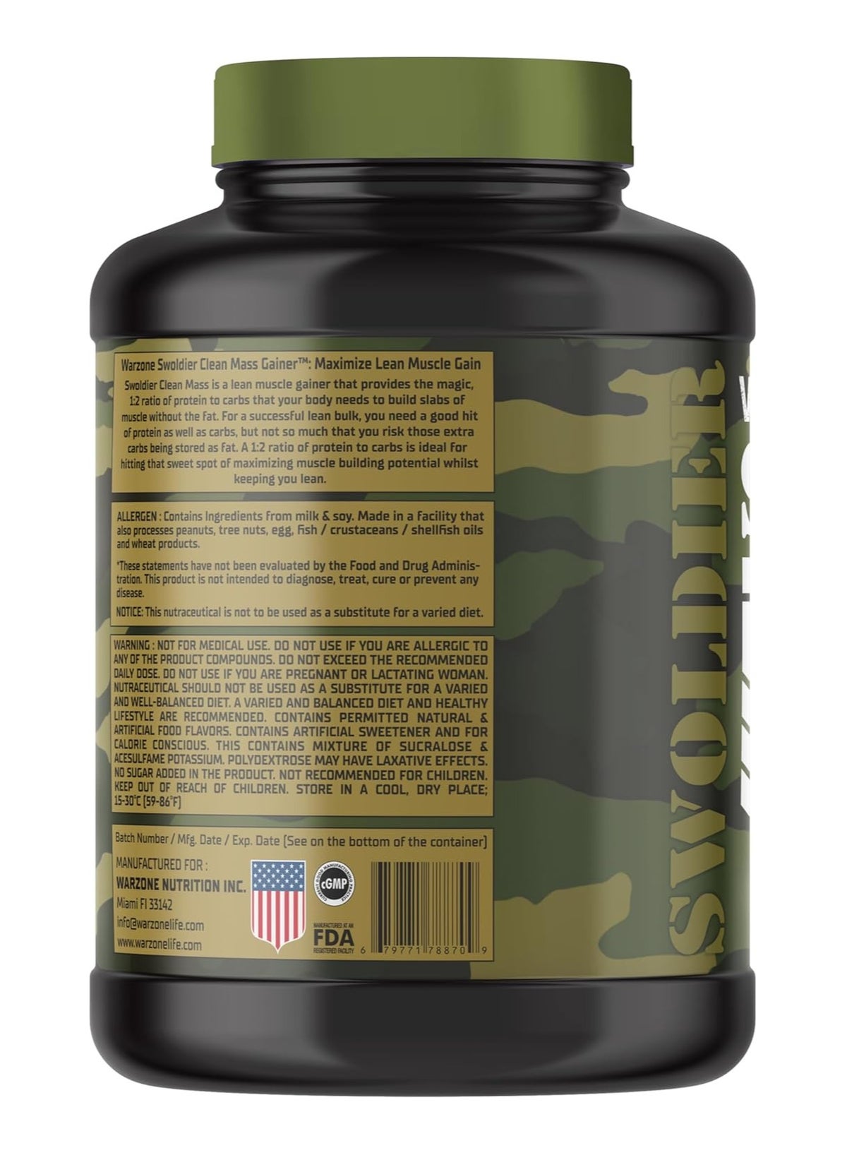 Swoldier Clean Mass Gainer 6 Lbs – Lean Muscle Building Formula (Milk Chocolate)