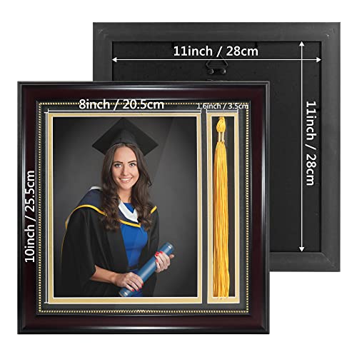 GraduationMall Graduation Photo Shadow Box Frame with Tassel Holder for 8x10 Pictures,Real Glass,Black Over Gold Double Mat,Wall & Tabletop Design - Image 3