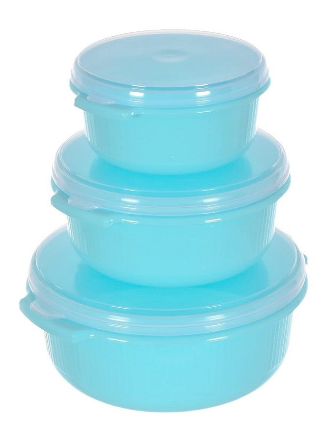 Kuber Industries Kuber Industries Food Grade, Microwave & Freezer Safe Plastic Bowls, Food Storage Container Set With Lid, Set of 3 (3200ml, 1800ml, 1000ml) (Blue)-46KM0322  - Image 1