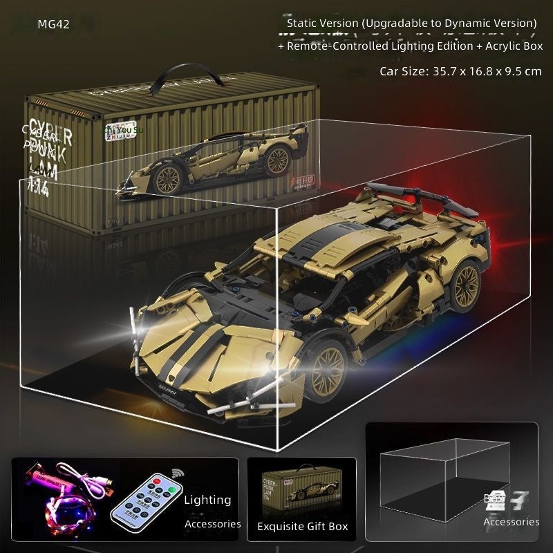 Lamborghini Electroplated Purple Sports Car 1:14 Remote Control Assembly Building Block Toy - Birthday Gift for Boys - Image 1