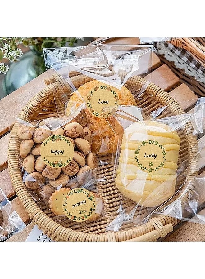 500 Pcs Round Natural Brown Kraft Stickers, 500 PCS Gift Labels, 4 Unique Styles Canning Labels Stickers for Food Containers Lids Spice Bottle etc - Image 3