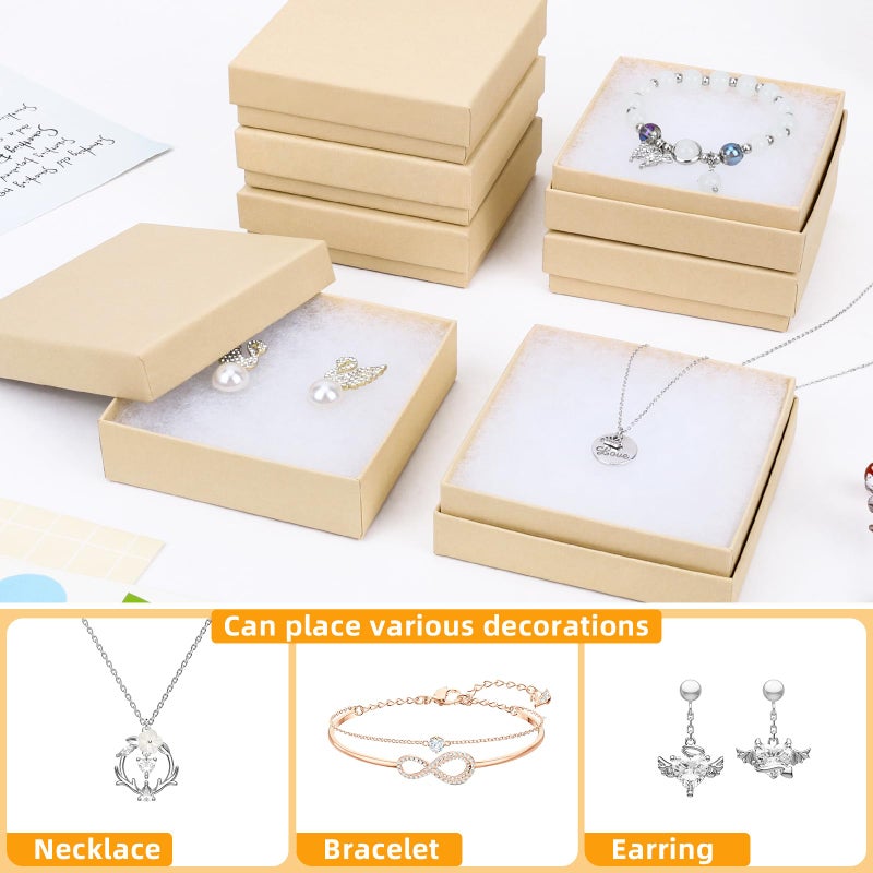 batifine Jewelry Gift Boxes, Cardboard Jewelry Boxes, 40 Pack 3.5x3.5x1 Inch, Bulk Cotton Filled Small Jewelry Boxes with Lids for Necklace Ring Bracelet Earring Display Box (Brown) - Image 3