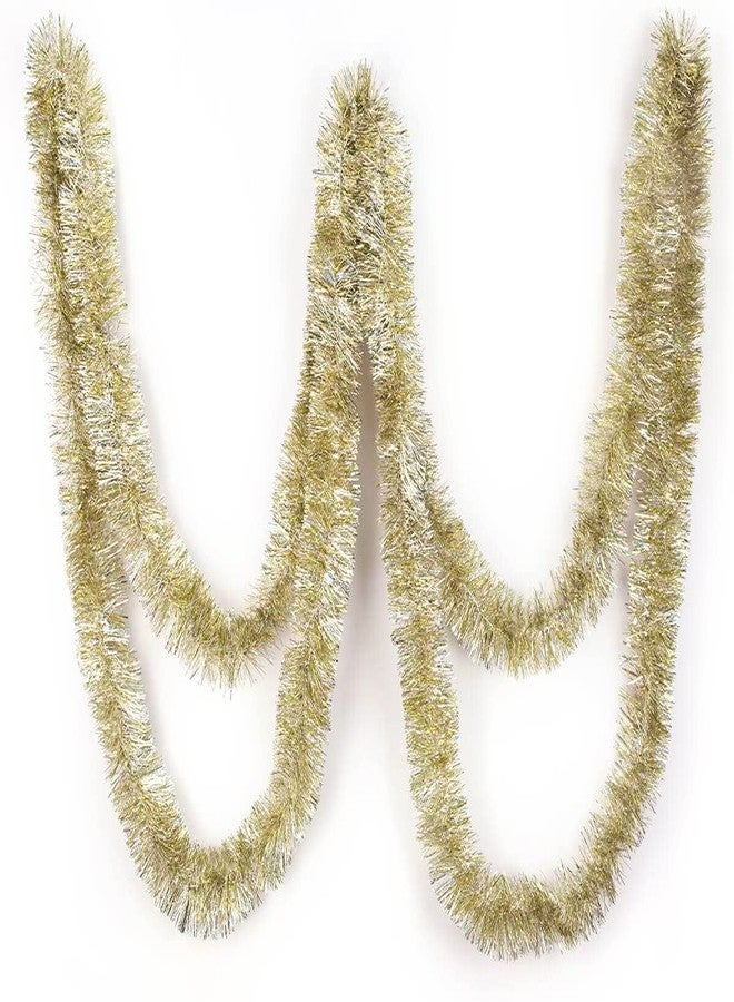 iPEGTOP 26.2ft Christmas Tinsel Garland, Classic Thick Colorful Reflections Shiny Sparkly Soft Party Hanging Tinsel Ornaments Ceiling Christmas Tree Decorations, 4 inch Wide - Gold - Image 4
